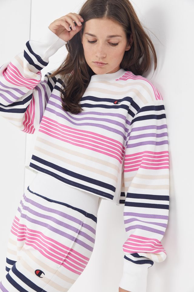 Champion stripe cropped store sweatshirt