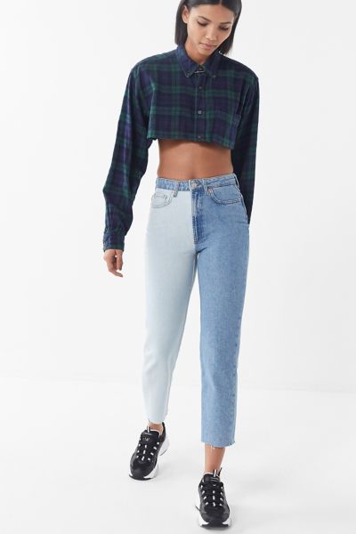 two tone denim pants