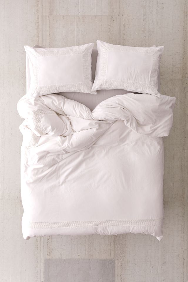 Washed Cotton Crochet Inset Duvet Cover #1