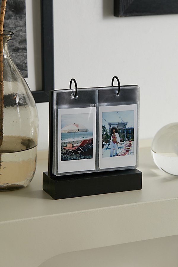 Urban Outfitters Tabletop Wood Flip Instax Mini Picture Frame In Black