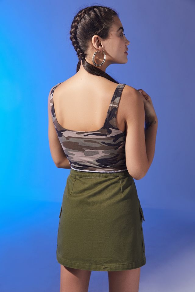 Girl Group Raw Edge Cropped Camo Tank Top #2