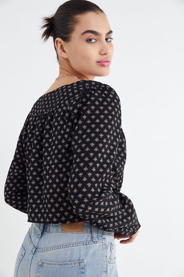UO Printed Tie-Front Blouse #1