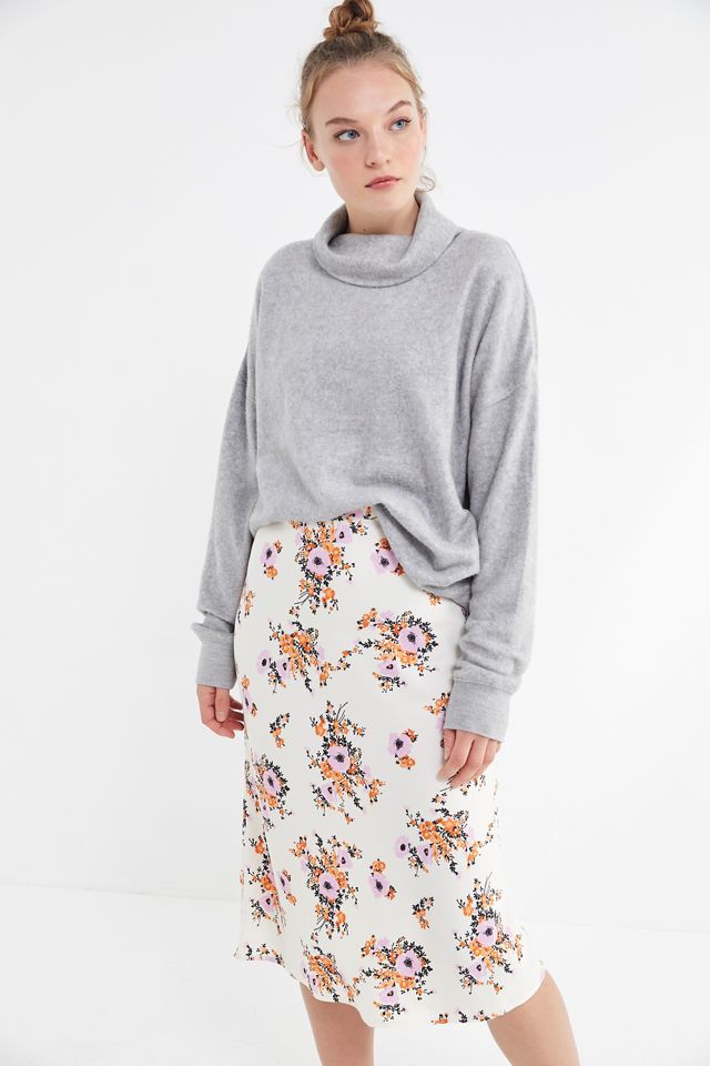UO Slinky Floral Satin Slip Skirt | Urban Outfitters