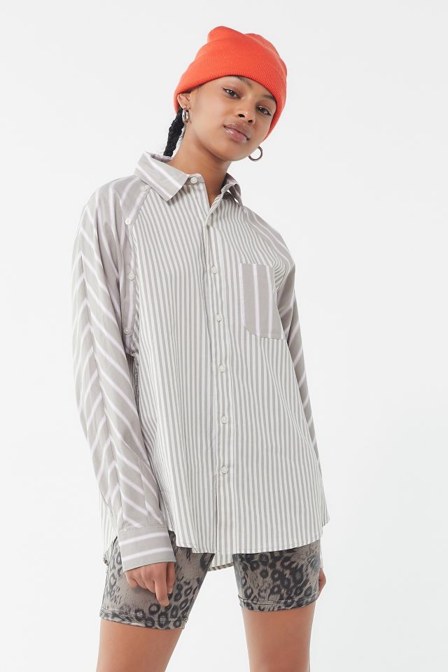 UO Stevie Spliced Button-Down Shirt | Urban Outfitters
