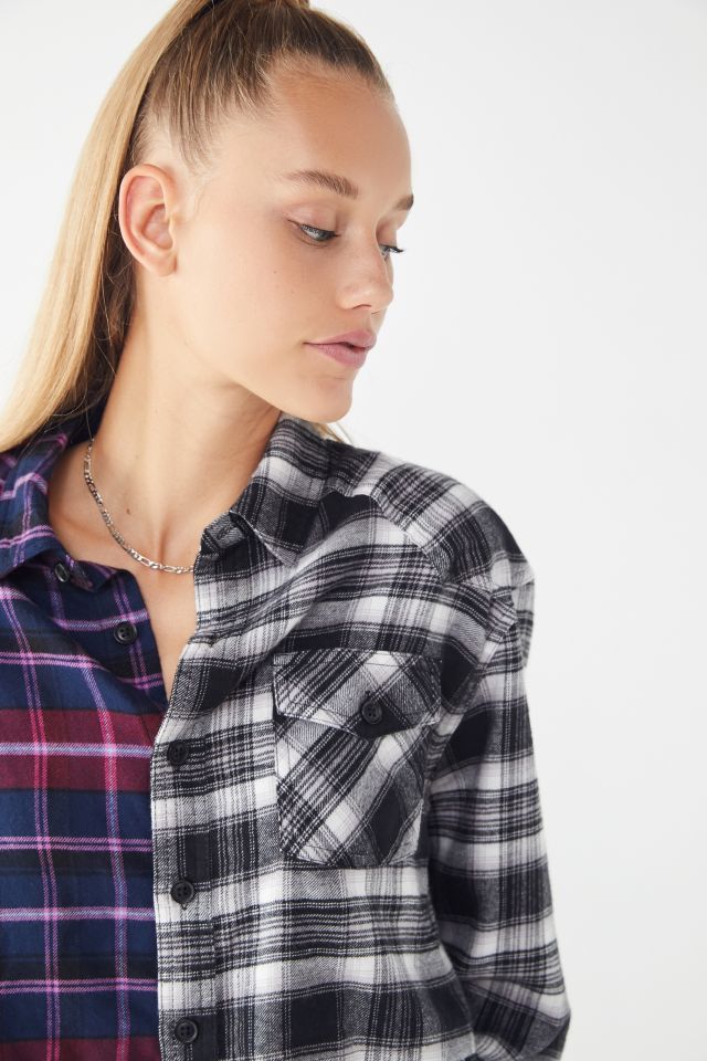 UO Spliced Cropped Flannel Shirt #2