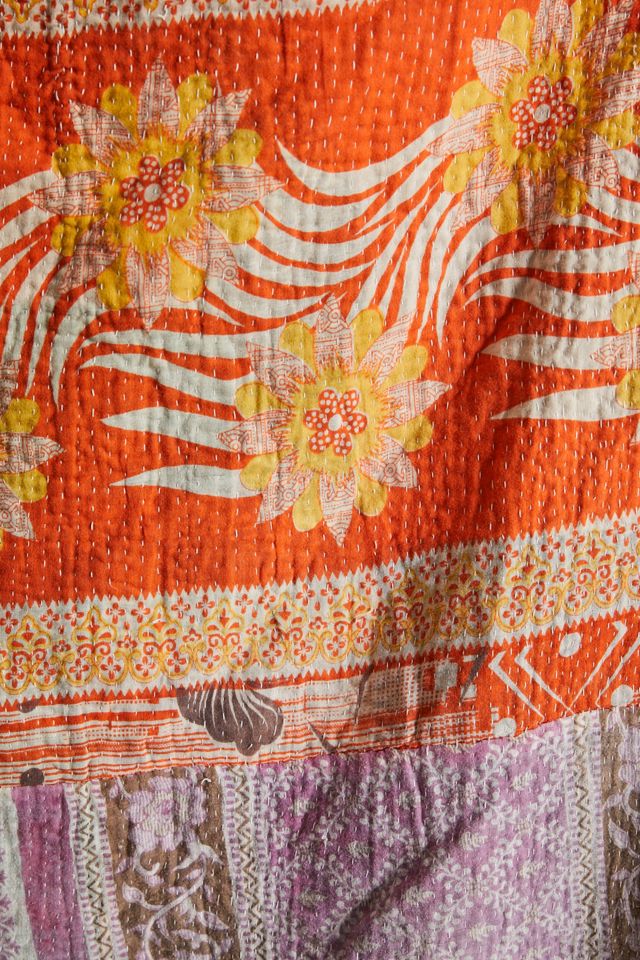 Urban Renewal One-Of-A-Kind Bleached Out Kantha Throw Blanket #1