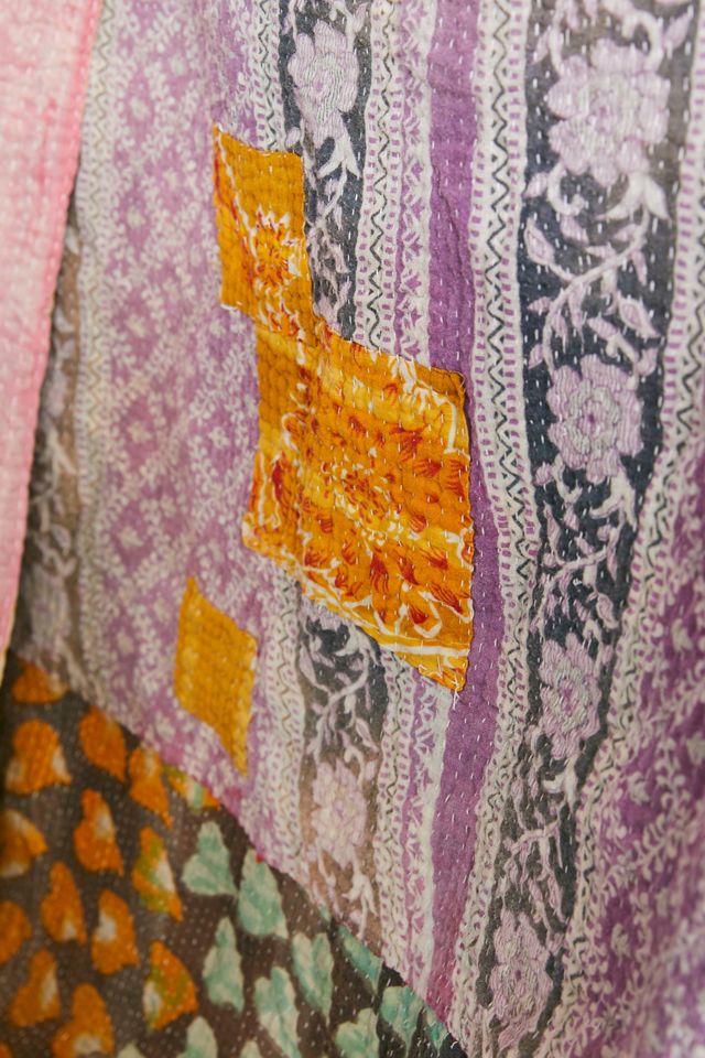 Urban Renewal One-Of-A-Kind Bleached Out Kantha Throw Blanket #4