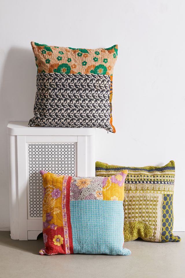 Urban Renewal One-Of-A-Kind Kantha Throw Pillow #1
