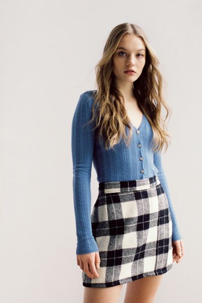 Urban outfitters black shop and white plaid skirt