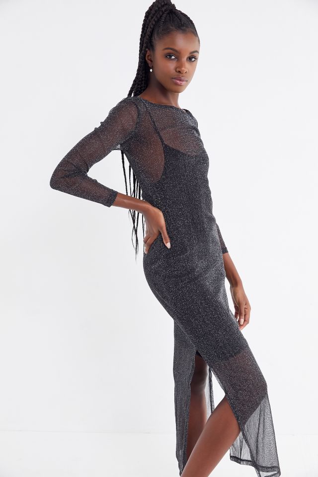 MINKPINK In The Night Sparkly Mesh Maxi Dress #3