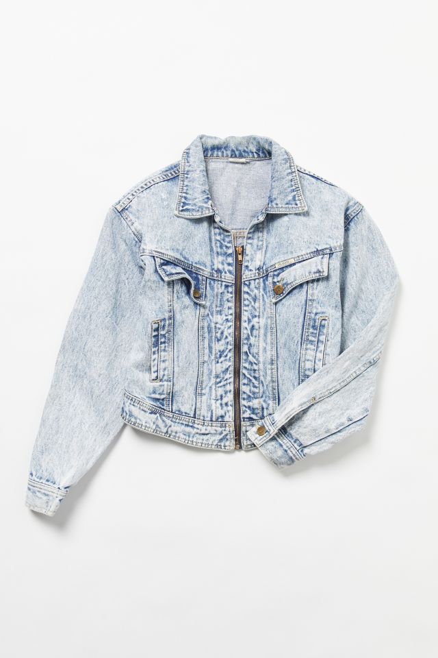 Vintage Acid Wash Denim Cropped Jacket