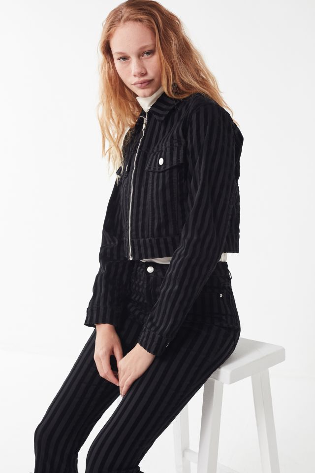 Veste Courte en Velours Côtelé Rayé UO Gia #3