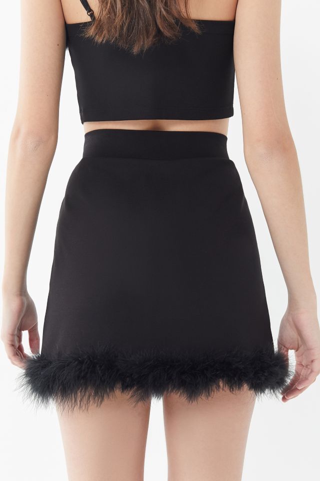UO Time After Time Feather Trim Mini Skirt #2