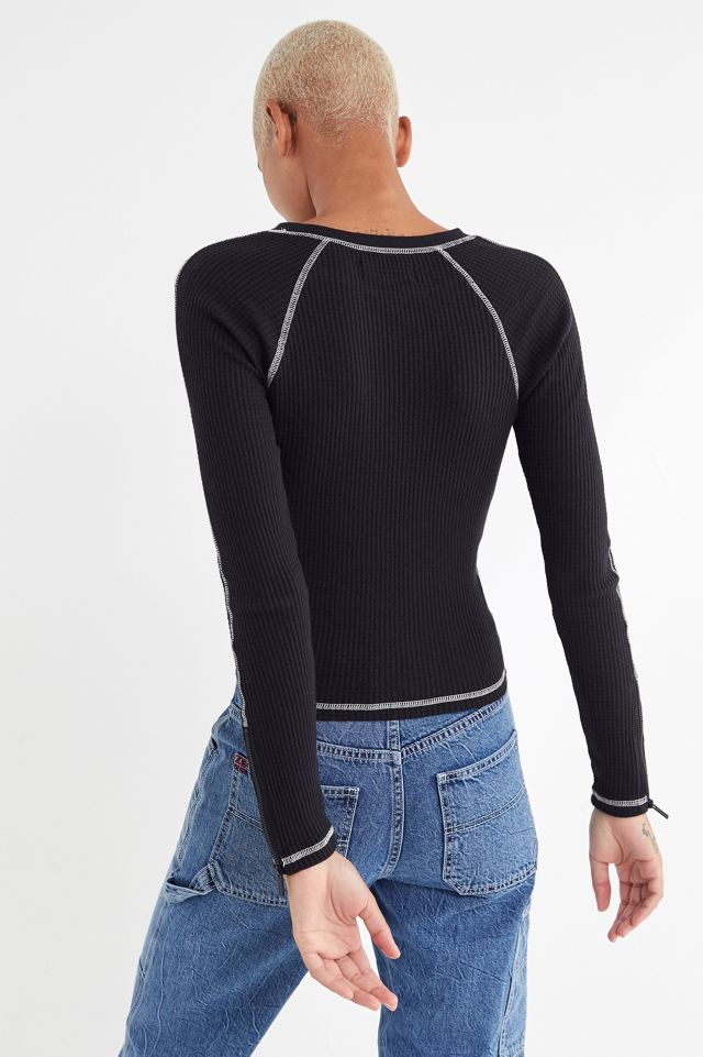 UO Ingrid Thermal Contrast Stitch Top #2
