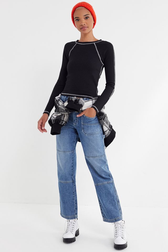 UO Ingrid Thermal Contrast Stitch Top #3