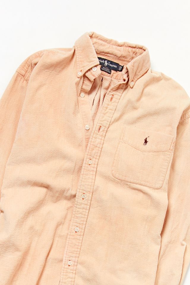 Vintage Ralph Lauren Peach Corduroy Button-Down Shirt #1