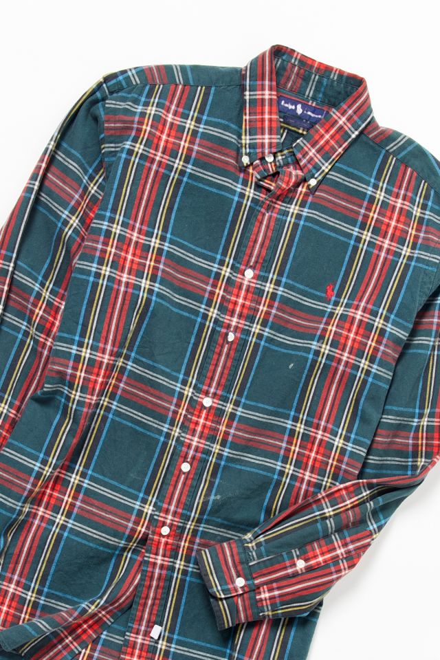 Chemise vintage boutonnée surdimensionnée en tissu écossais Ralph Lauren #1
