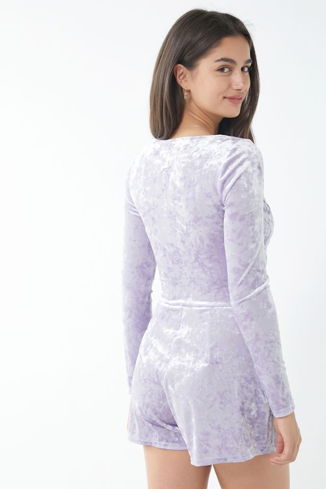 UO Sasha Crushed Velvet Romper #1