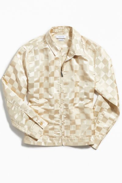 UO Ryder Tonal Checkerboard Zip Shirt | Urban Outfitters