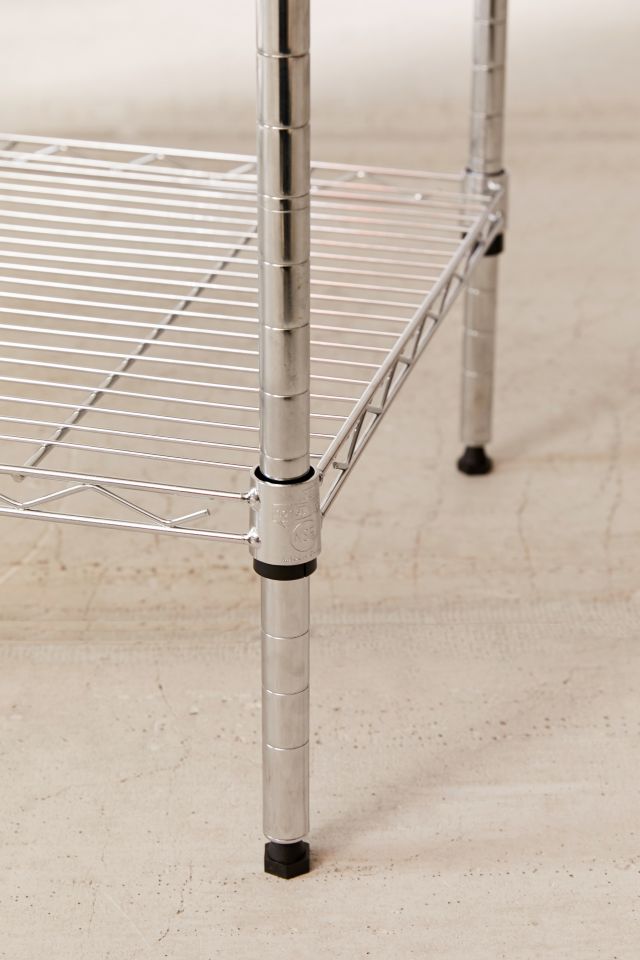 Elegant Silver 4-Shelf Adjustable Baker's Rack with Maple Cutting Board