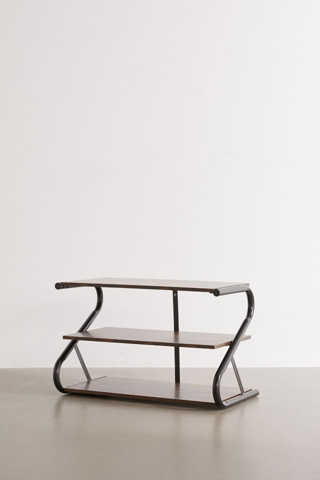 Matte Black Metal and Wood 3-Tier Shoe Rack