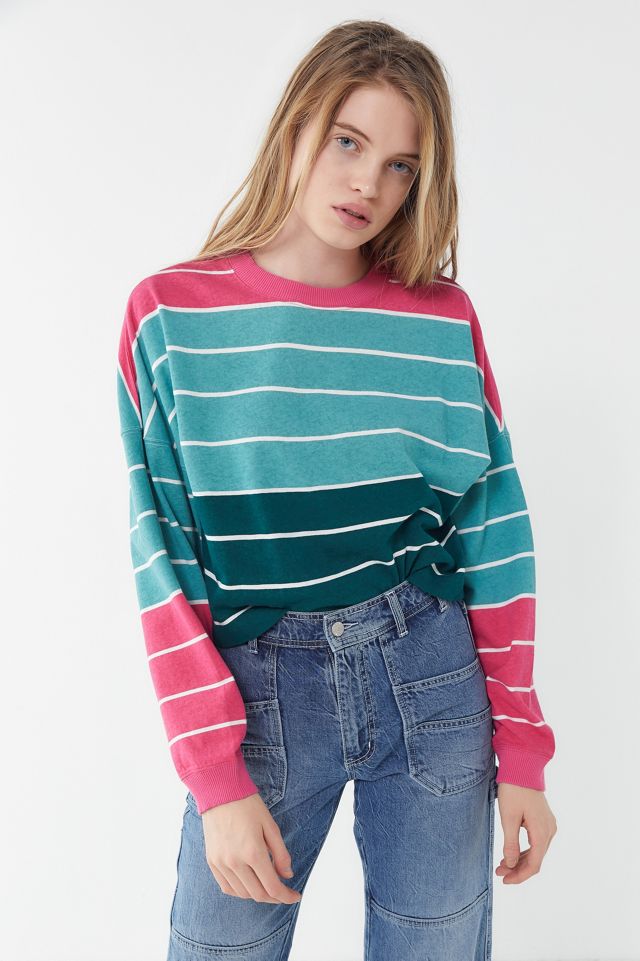 UO Angie Striped Crew-Neck Cropped Top #1