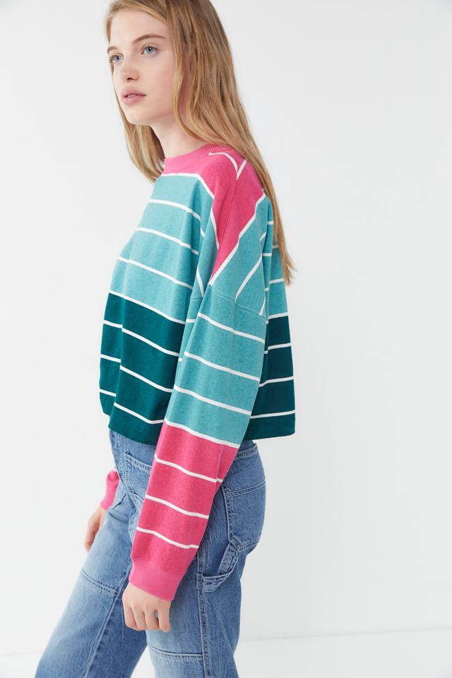 UO Angie Striped Crew-Neck Cropped Top #3