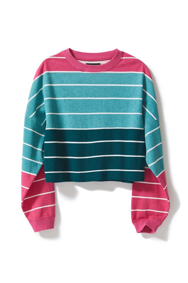 UO Angie Striped Crew-Neck Cropped Top #4