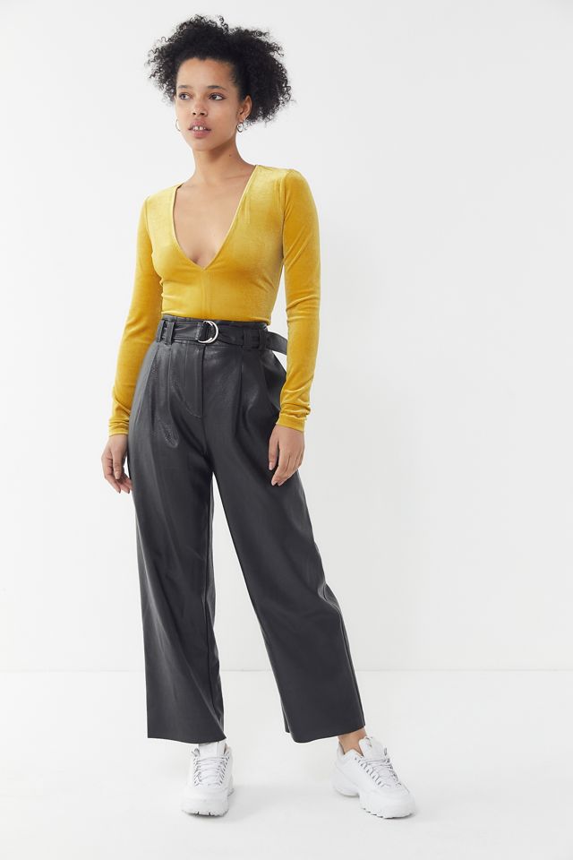 UO Bree Velvet Plunging Long Sleeve Top #2