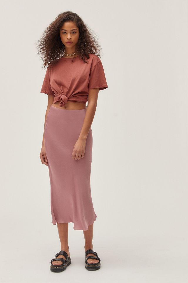 UO Satin Bias Cut High-Waist Midi Slip Skirt #2