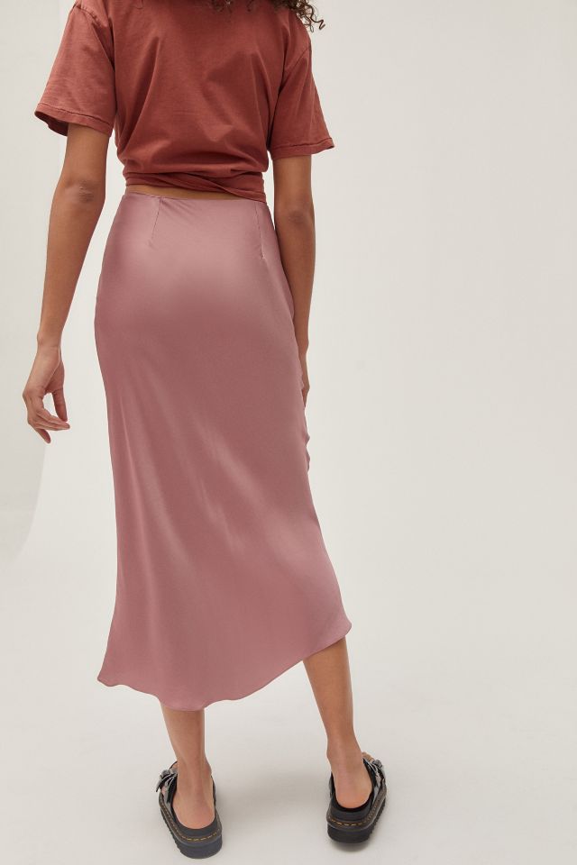 UO Satin Bias Cut High-Waist Midi Slip Skirt #3