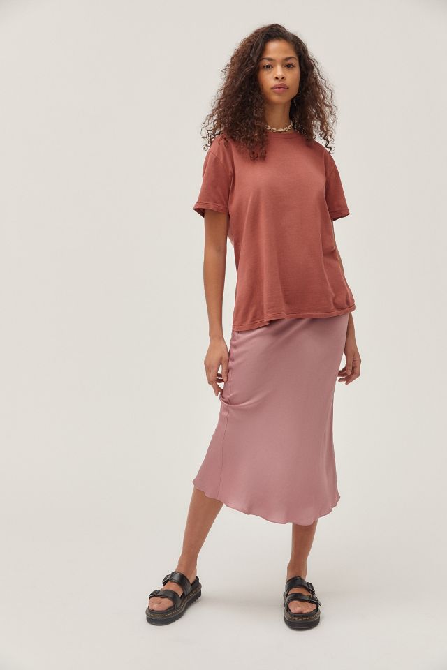 UO Satin Bias Cut High-Waist Midi Slip Skirt #4