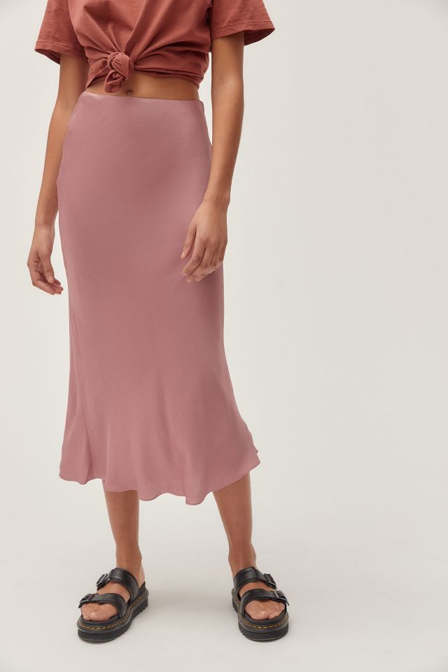 UO Satin Bias Cut High-Waist Midi Slip Skirt #5