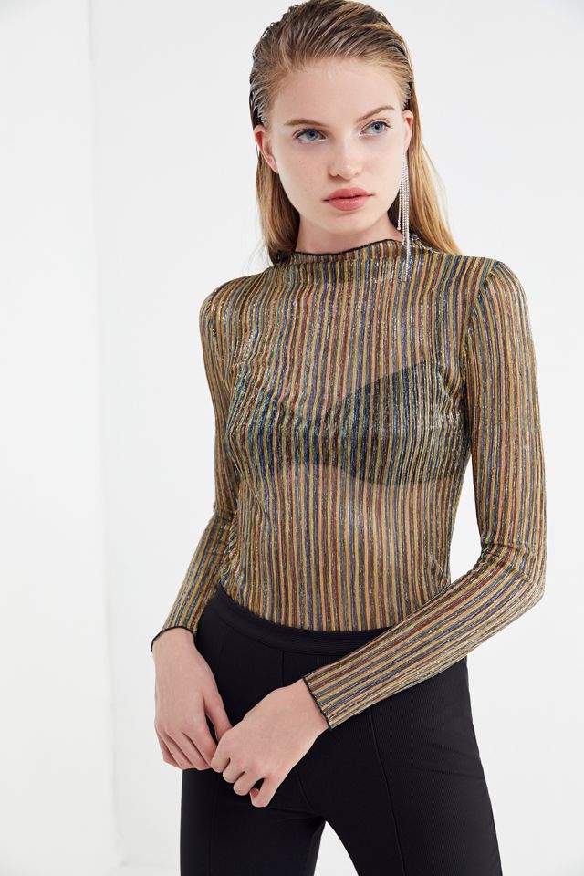UO Presley Striped Metallic Long Sleeve Top #1