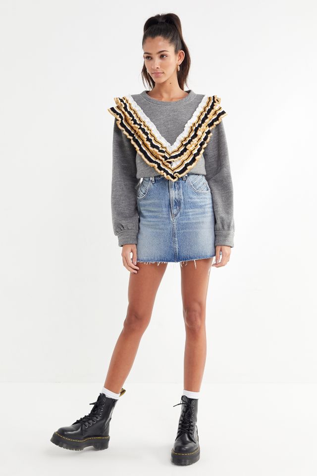Layered Ruffle-Front Sweatshirt #1