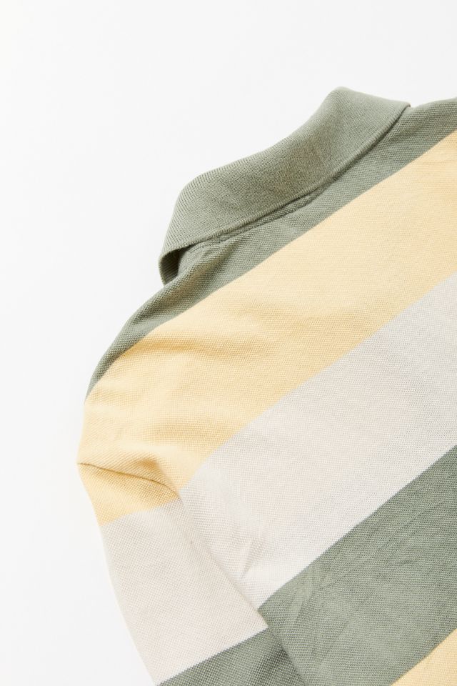 Maillot de rugby vintage à rayures vertes et jaunes Lacoste #3