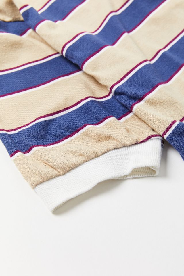 Vintage Lacoste Blue + Buff Striped Polo Shirt #3
