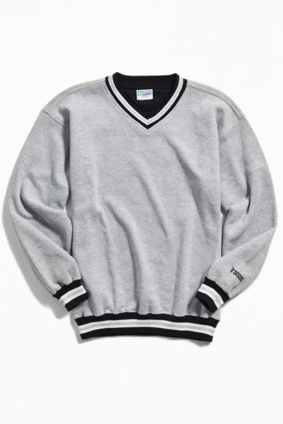 Vintage Stripe Collar V Neck Pullover Sweatshirt