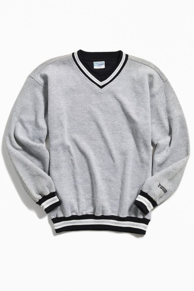 Vintage Stripe Collar V Neck Pullover Sweatshirt