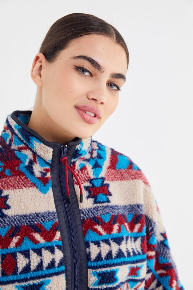 UO Jacquard Teddy Fleece Jacket | Urban Outfitters