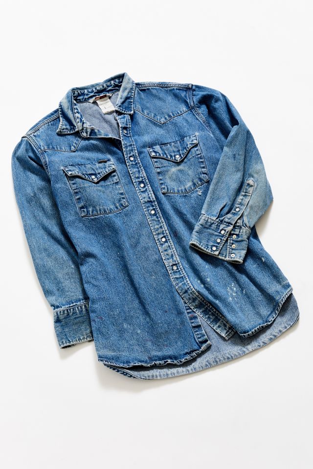 Vintage Carhartt Splatter Denim Western Shirt #1