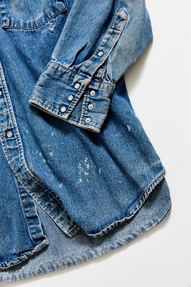 Vintage Carhartt Splatter Denim Western Shirt #3