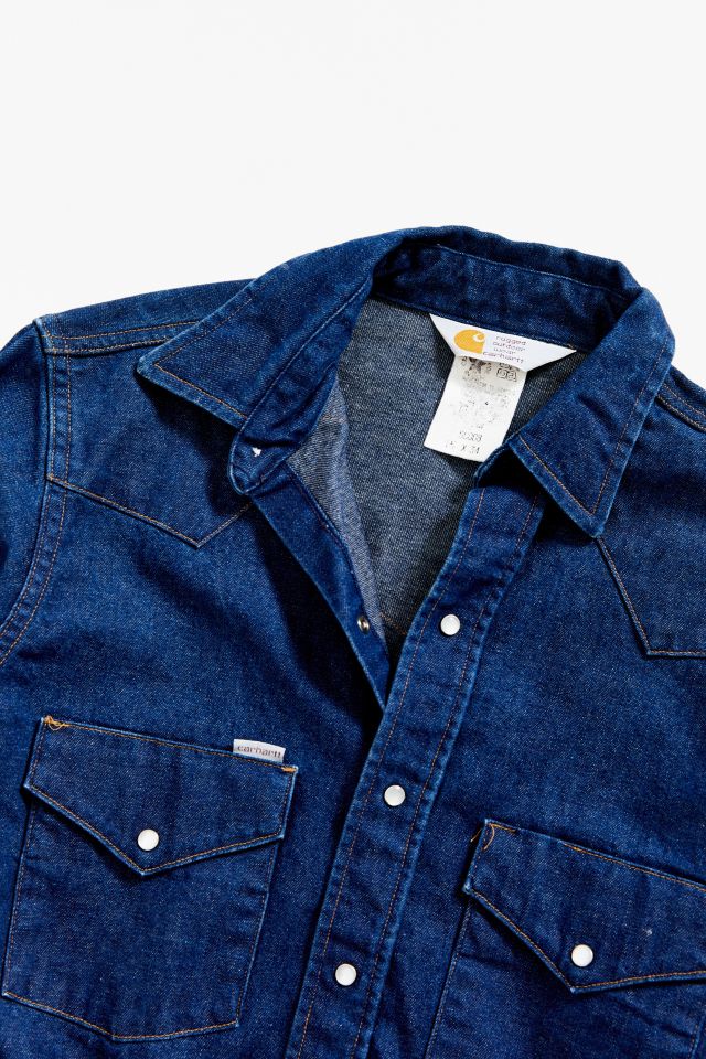 Chemise western vintage en denim bleu foncé Carhartt #2