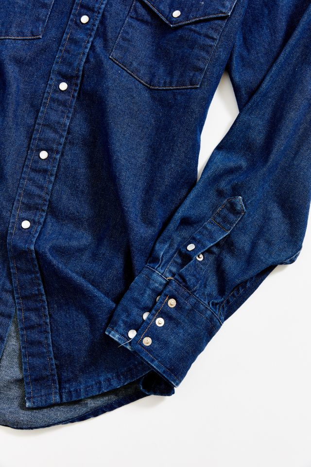 Chemise western vintage en denim bleu foncé Carhartt #3