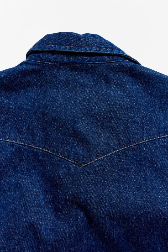 Chemise western vintage en denim bleu foncé Carhartt #4