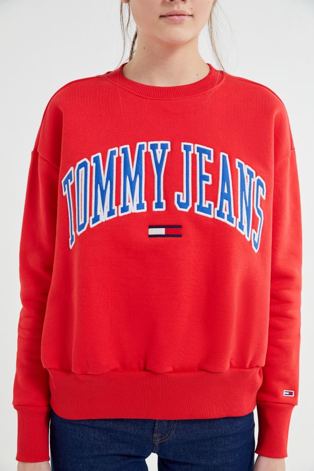 Tommy jeans clean cheap collegiate crew neck sweatshirt