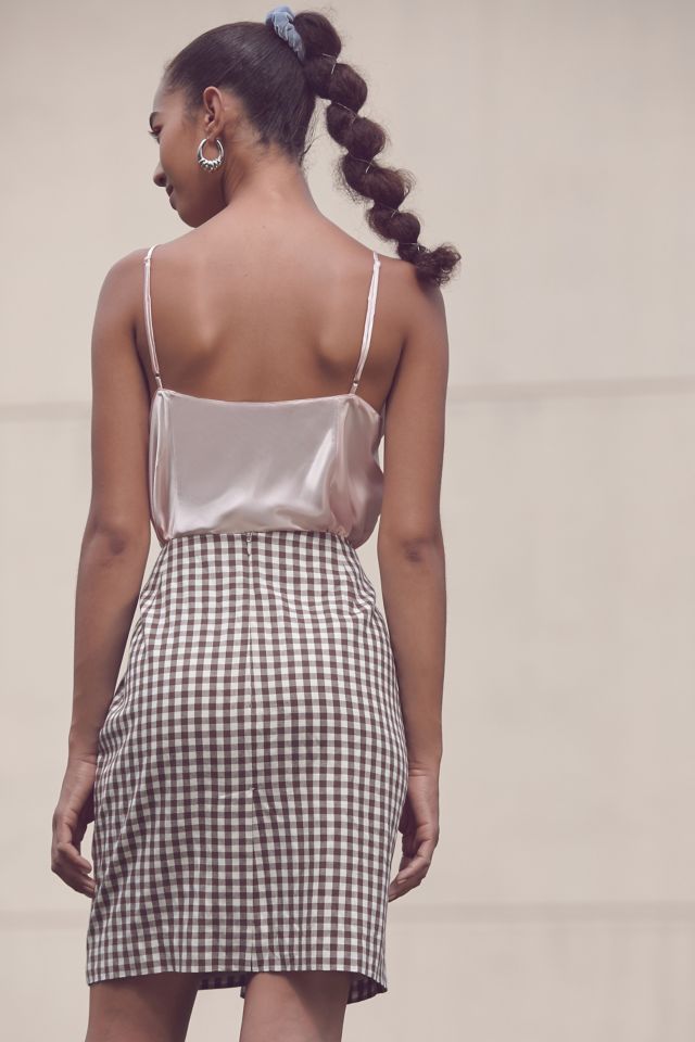 Urban Renewal Vintage Brown Gingham Pencil Skirt #1