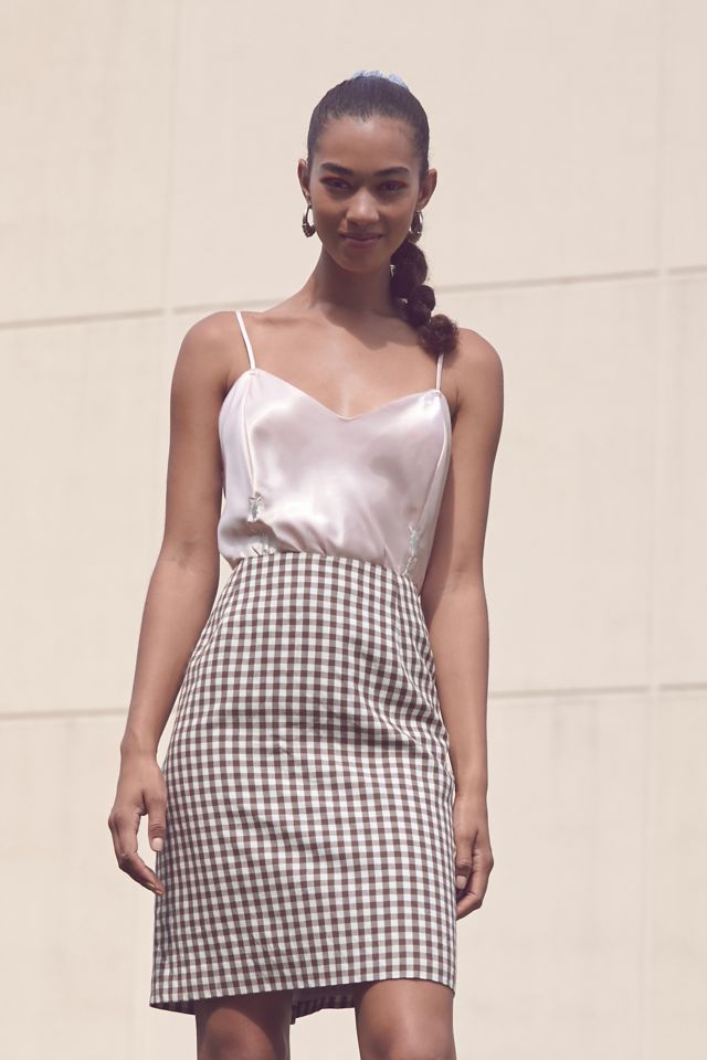 Urban Renewal Vintage Brown Gingham Pencil Skirt #2