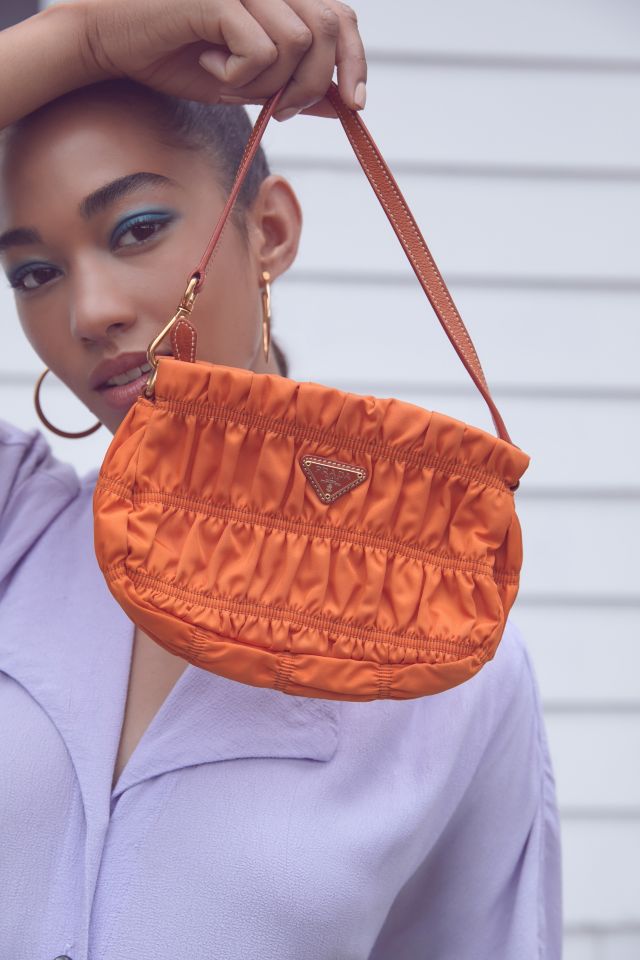 Urban Renewal Vintage Prada Orange Ruched Bag