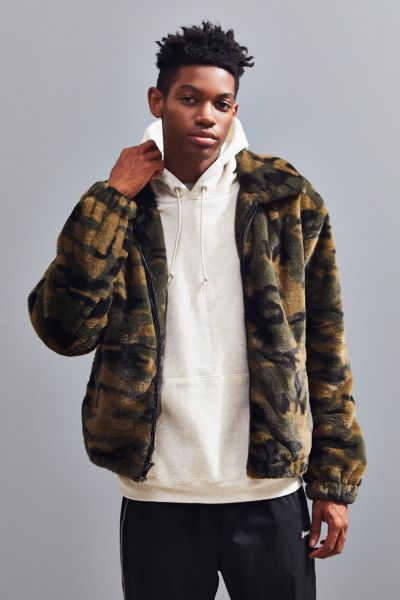 UO Camo Faux Fur Bomber Jacket Urban Outfitters